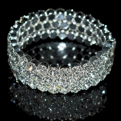 8 Luksuzna sjajna kristalna narukvica 3 reda dijamantna narukvica s okruglim krakom na otvaranje Ženska zlatna i srebrna narukvica Poklon za vjenčanje