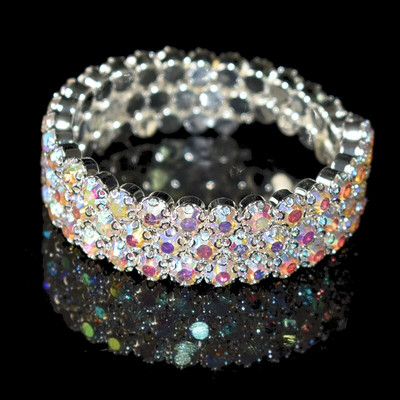 8 Luksuzna sjajna kristalna narukvica 3 reda dijamantna narukvica s okruglim krakom na otvaranje Ženska zlatna i srebrna narukvica Poklon za vjenčanje