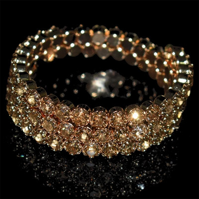 8 Luksuzna sjajna kristalna narukvica 3 reda dijamantna narukvica s okruglim krakom na otvaranje Ženska zlatna i srebrna narukvica Poklon za vjenčanje