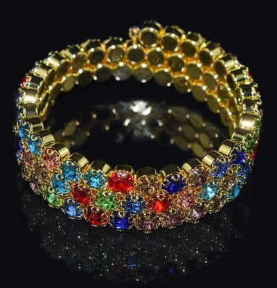 8 Luksuzna sjajna kristalna narukvica 3 reda dijamantna narukvica s okruglim krakom na otvaranje Ženska zlatna i srebrna narukvica Poklon za vjenčanje