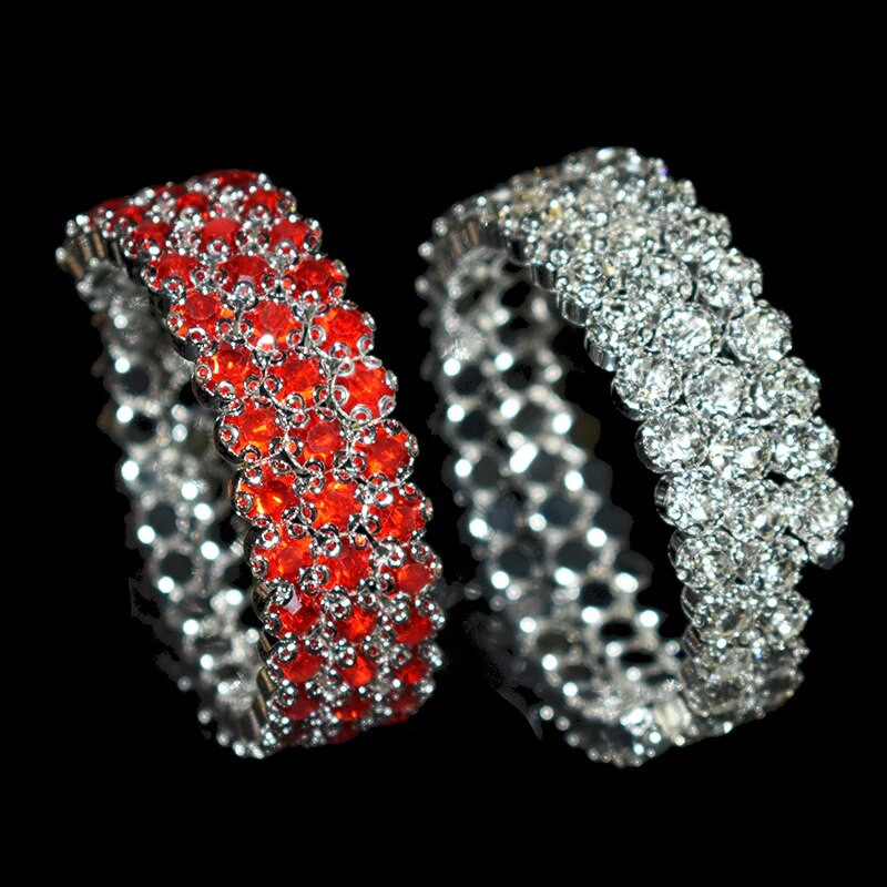 8 Luksuzna sjajna kristalna narukvica 3 reda dijamantna narukvica s okruglim krakom na otvaranje Ženska zlatna i srebrna narukvica Poklon za vjenčanje