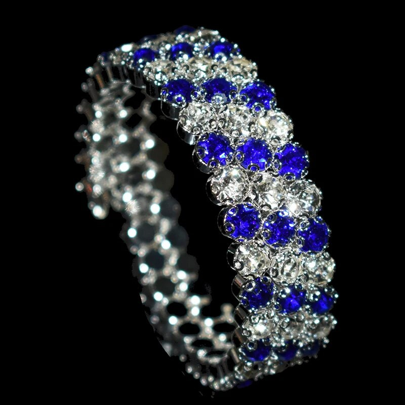 8 Luksuzna sjajna kristalna narukvica 3 reda dijamantna narukvica s okruglim krakom na otvaranje Ženska zlatna i srebrna narukvica Poklon za vjenčanje