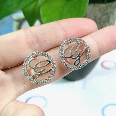 Jednostavne okrugle CZ cirkonske nitne naušnice u boji zlata i srebra sa slovom G Modni nakit Korejske naušnice za djevojke