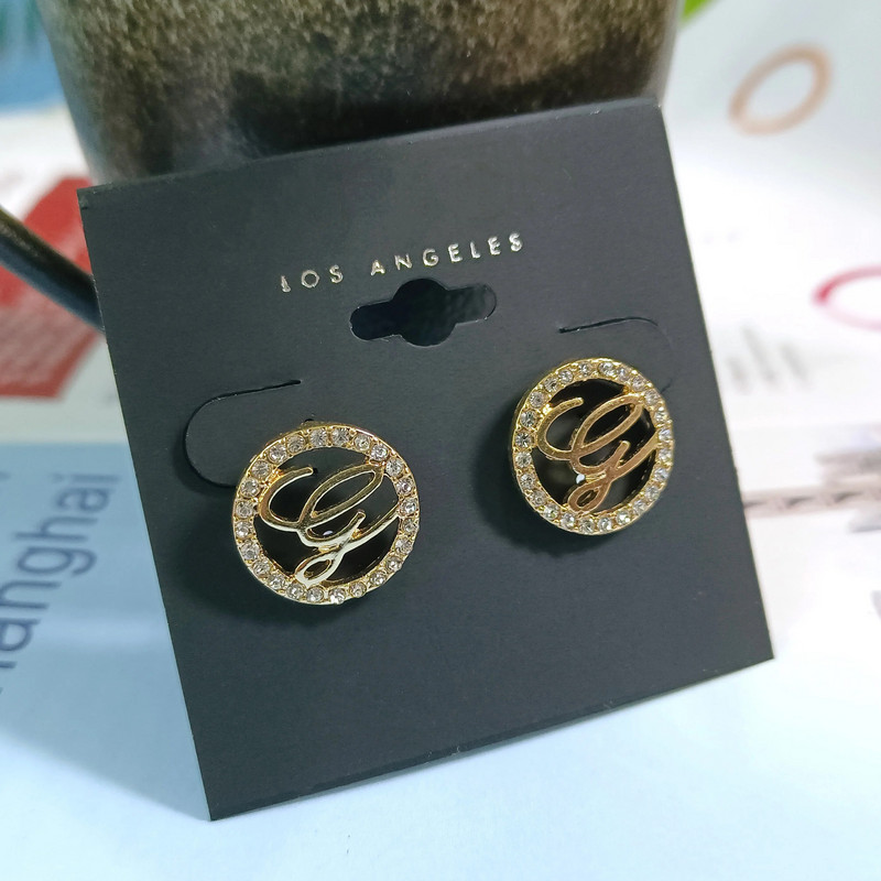 Jednostavne okrugle CZ cirkonske nitne naušnice u boji zlata i srebra sa slovom G Modni nakit Korejske naušnice za djevojke