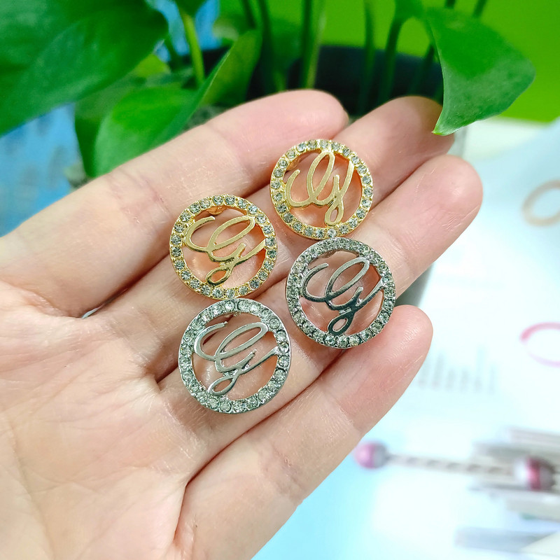 Jednostavne okrugle CZ cirkonske nitne naušnice u boji zlata i srebra sa slovom G Modni nakit Korejske naušnice za djevojke