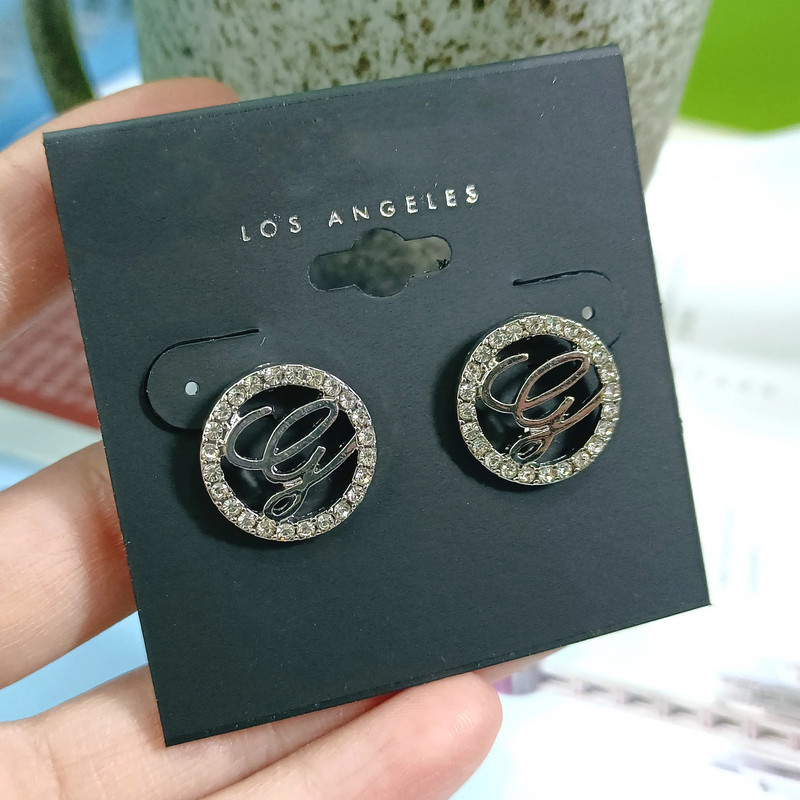 Jednostavne okrugle CZ cirkonske nitne naušnice u boji zlata i srebra sa slovom G Modni nakit Korejske naušnice za djevojke