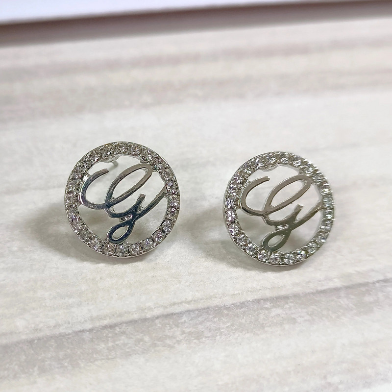 Jednostavne okrugle CZ cirkonske nitne naušnice u boji zlata i srebra sa slovom G Modni nakit Korejske naušnice za djevojke