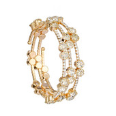 Punk stílusú 3 soros nagy gyémánt strasszok gyöngy mandzsetta karkötők és karkötők nőknek esküvői nyitott karkötő báli ékszer kiegészítők