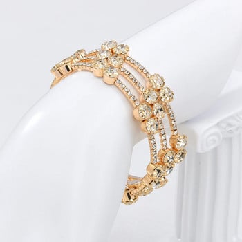Пънк стил 3 реда големи диамантени кристали Перлени маншети Гривни и гривни за жени Сватбена отворена гривна Абитуриентски аксесоари за бижута