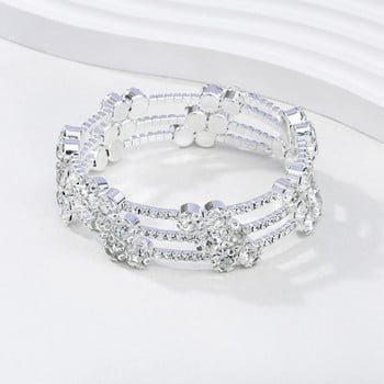 Пънк стил 3 реда големи диамантени кристали Перлени маншети Гривни и гривни за жени Сватбена отворена гривна Абитуриентски аксесоари за бижута