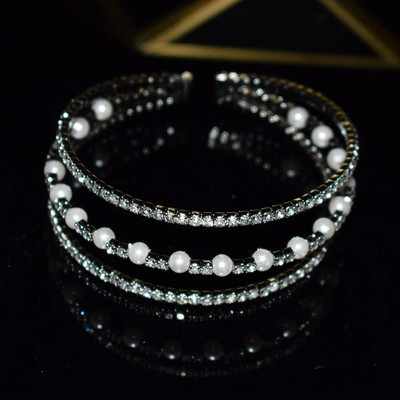 Novi modni kristalni biser Ženske otvorene narukvice s manžetama Nakit za djevojke Vjenčani dodaci Najbolji dar