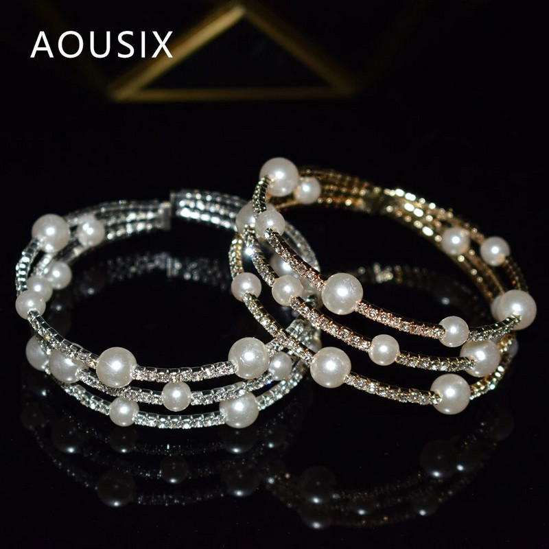 Novi modni kristalni biser Ženske otvorene narukvice s manžetama Nakit za djevojke Vjenčani dodaci Najbolji dar