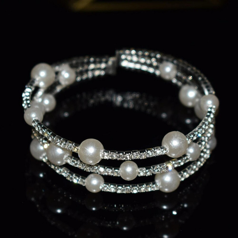 Novi modni kristalni biser Ženske otvorene narukvice s manžetama Nakit za djevojke Vjenčani dodaci Najbolji dar