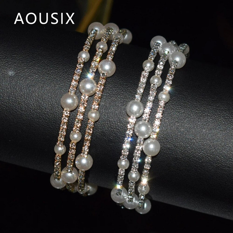 Novi modni kristalni biser Ženske otvorene narukvice s manžetama Nakit za djevojke Vjenčani dodaci Najbolji dar