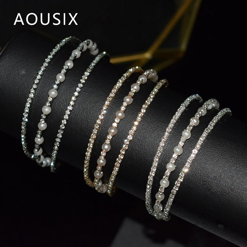 Novi modni kristalni biser Ženske otvorene narukvice s manžetama Nakit za djevojke Vjenčani dodaci Najbolji dar