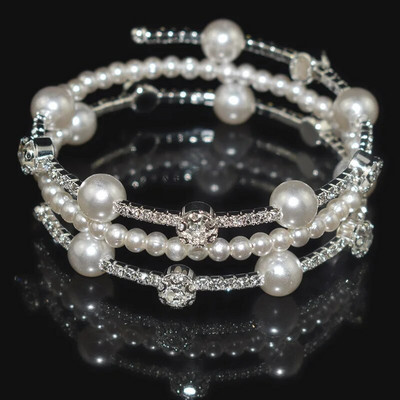 Biserne narukvice Narukvice s vještačkim kamenom u 3 reda Narukvice i narukvice s manžetama Pozlaćene Posrebrene narukvice za žene Djevojke Poklon svadbeni nakit