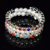 AOUSIX Narukvica s kristalnim biserom Ženske višeslojne narukvice s vještačkim dijamantom Manžete Pozlaćene narukvice s privjescima Nakit Poklon za djevojku