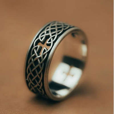 Retro Hollow Cross Viking Celtic Knot atviras žiedas Lucky Knot reguliuojamas žiedas vyriškas ir moteriškas madingi amuleto papuošalai