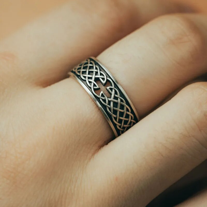 Retro dobu krustu vikingu ķeltu mezgls atvērts gredzens Lucky Knot regulējams gredzens vīriešu un sieviešu moderns amulets rotaslietas