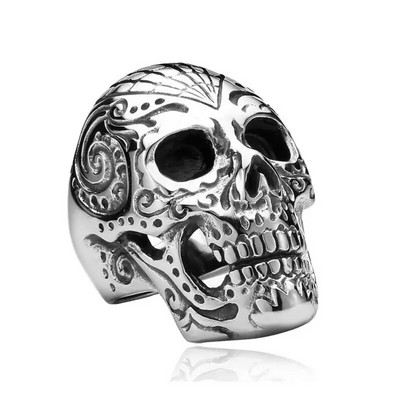 Retro gotički prsten s lubanjom prikladan za muškarce, punk rock lokomotiva, nakit, poklon za Noć vještica
