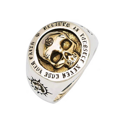 Retro gotički prsten s lubanjom prikladan za muškarce, punk rock lokomotiva, nakit, poklon za Noć vještica