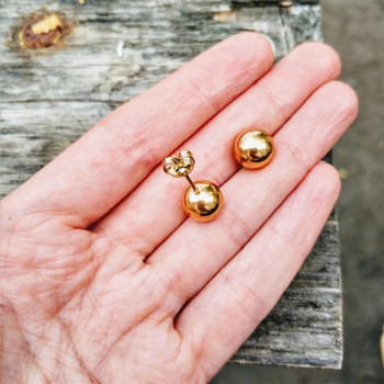 eManco Прости обеци с кръгла топка Дамски малки геометрични обеци от неръждаема стомана Търговия на едро / директни продажби Модни бижута