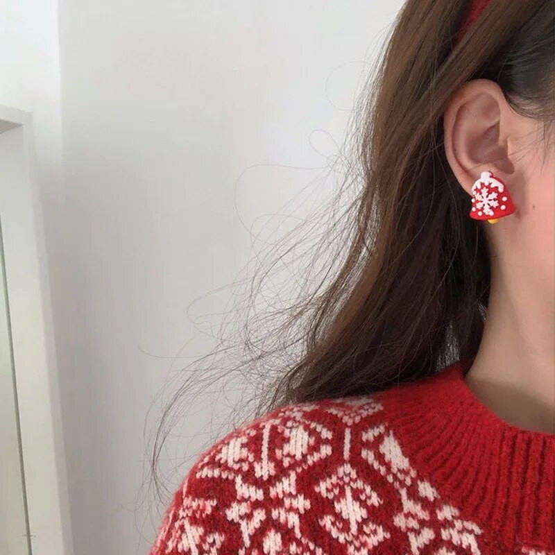 2023. Nove božićne slatke naušnice s naušnicama Crtić Djed Mraz Elk Snjegović Zvona Pahuljice Naušnice s ušima Žene Djevojke Božićni darovi za nakit