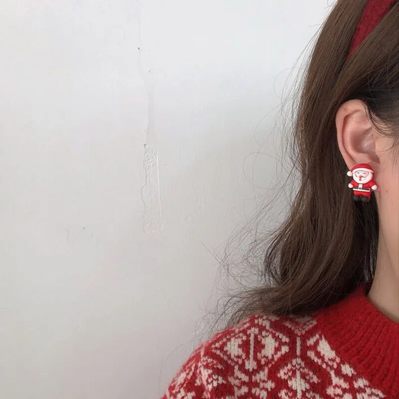 2023. Nove božićne slatke naušnice s naušnicama Crtić Djed Mraz Elk Snjegović Zvona Pahuljice Naušnice s ušima Žene Djevojke Božićni darovi za nakit