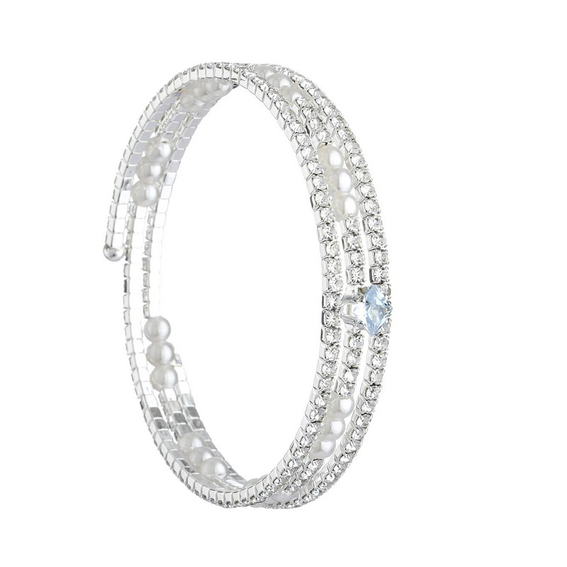 Luksuzna narukvica s manžetom od cirkona i bisera za žene Izvrsna geometrija od kamenčića Višeslojni elegantni dodaci Modni nakit