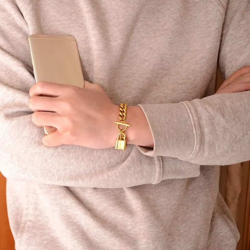 Modni privjesak s bravom, narukvica od nehrđajućeg čelika, šarm, zlatna boja, kubanski lančić, narukvica, darovi za muškarce, žene, nakit Vruće rasprodaje