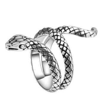 Нова европейска и американска ретро сребърна боя Soul Snake мъжки и дамски общ пръстен подарък
