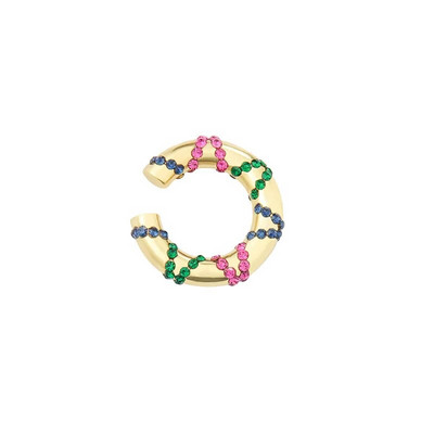 Trendovske geometrijske šarene kristalne naušnice u obliku slova C punk ženske manžete za uši Zlatne naušnice za uši koje se mogu složiti Naušnice od hrskavice