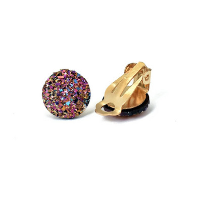 Bing Tu zlatne boje Okrugle naušnice bez rupe Plavo bijele geometrijske naušnice bez pirsinga Stezaljke za uši Kristalni nakit