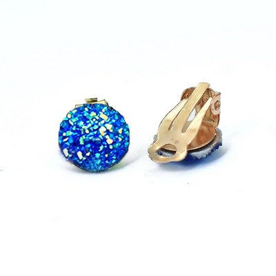 Bing Tu zlatne boje Okrugle naušnice bez rupe Plavo bijele geometrijske naušnice bez pirsinga Stezaljke za uši Kristalni nakit