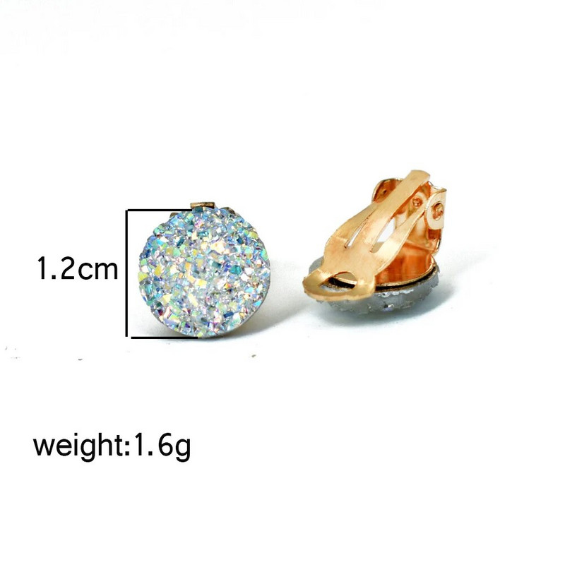 Bing Tu zlatne boje Okrugle naušnice bez rupe Plavo bijele geometrijske naušnice bez pirsinga Stezaljke za uši Kristalni nakit