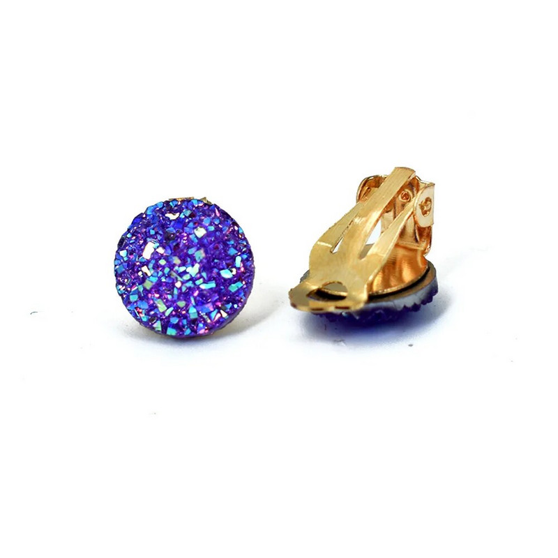 Bing Tu zlatne boje Okrugle naušnice bez rupe Plavo bijele geometrijske naušnice bez pirsinga Stezaljke za uši Kristalni nakit