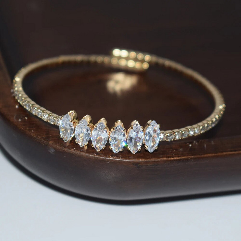1Row Circon Crystal Rhinestone Narukvica Wedding Bridal Elegent Bangle Cuff Narukvica Women Party Fashion Jewelry GIRL GIFT
