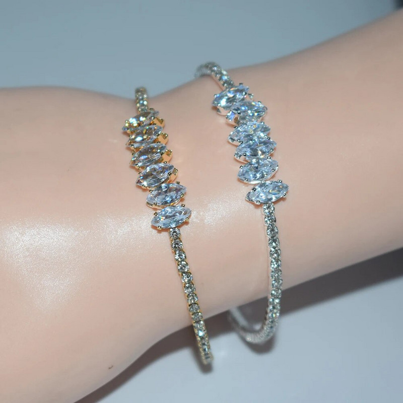 1Row Circon Crystal Rhinestone Narukvica Wedding Bridal Elegent Bangle Cuff Narukvica Women Party Fashion Jewelry GIRL GIFT