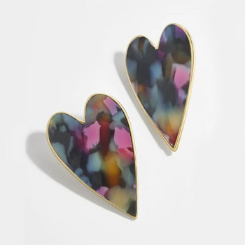 VG 6YM Ретро ретро обеци с шипове във формата на сърце Дамска модна тенденция Цветни бижута за уши Бохемски стил Парти подаръци на едро