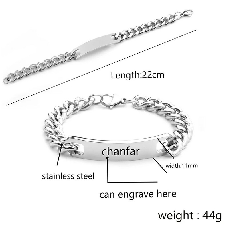 Punk narukvica s natpisom od nehrđajućeg čelika Modni šarm Hip Hop široki lanci Narukvice Pokloni za muškarce Nakit Vruća rasprodaja