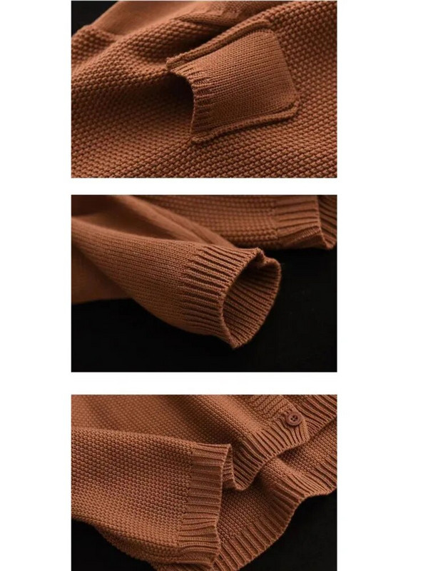 Ženska pletena modna jednokopna odjeća s dugim rukavima, ležerna, s O-izrezom, vintage ulični jednobojni kardigan, gornji dijelovi jesenske novosti