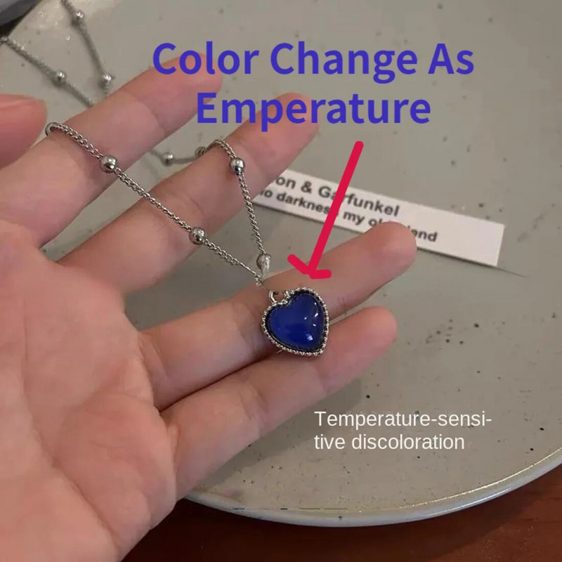 Nova trendi ogrlica raspoloženja za žene Promjena boje Emocija Osjećaj Kontrola temperature Srce Privjesak Lanac za ključnu kost Choker Nakit