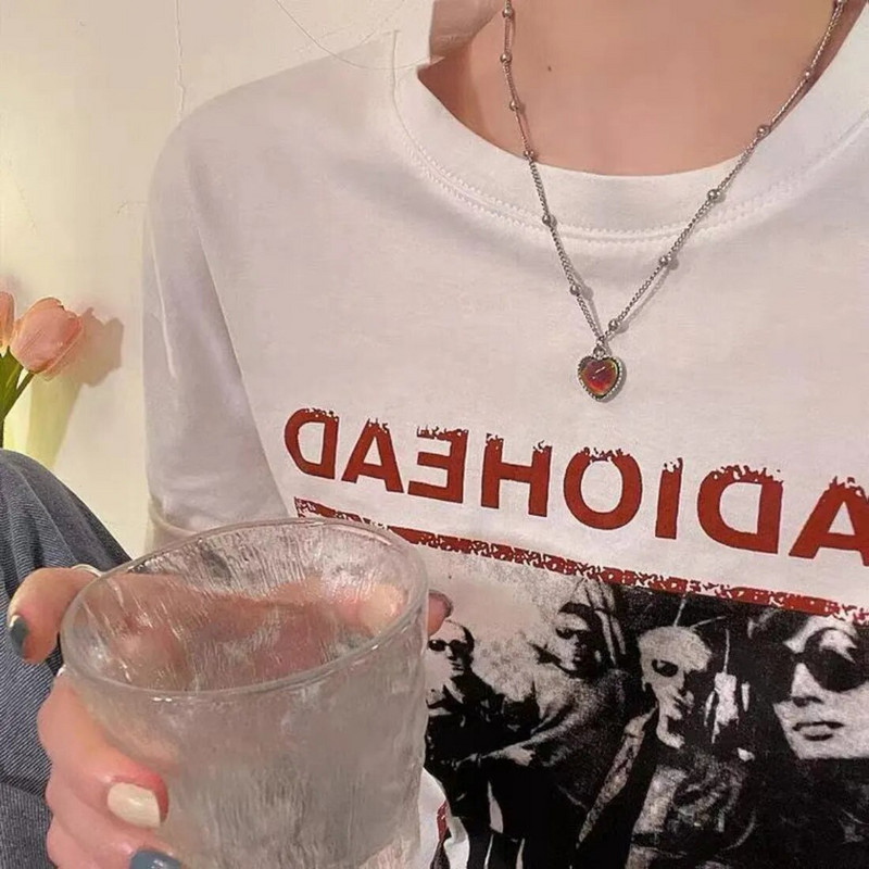 Nova trendi ogrlica raspoloženja za žene Promjena boje Emocija Osjećaj Kontrola temperature Srce Privjesak Lanac za ključnu kost Choker Nakit