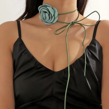Κομψό γοτθικό τριαντάφυλλο λουλούδι με αλυσίδα κλείδας κολιέ για γυναίκες Ρυθμιζόμενο σέξι τσόκερ κοσμήματα Mariage Αξεσουάρ μόδας Y2K