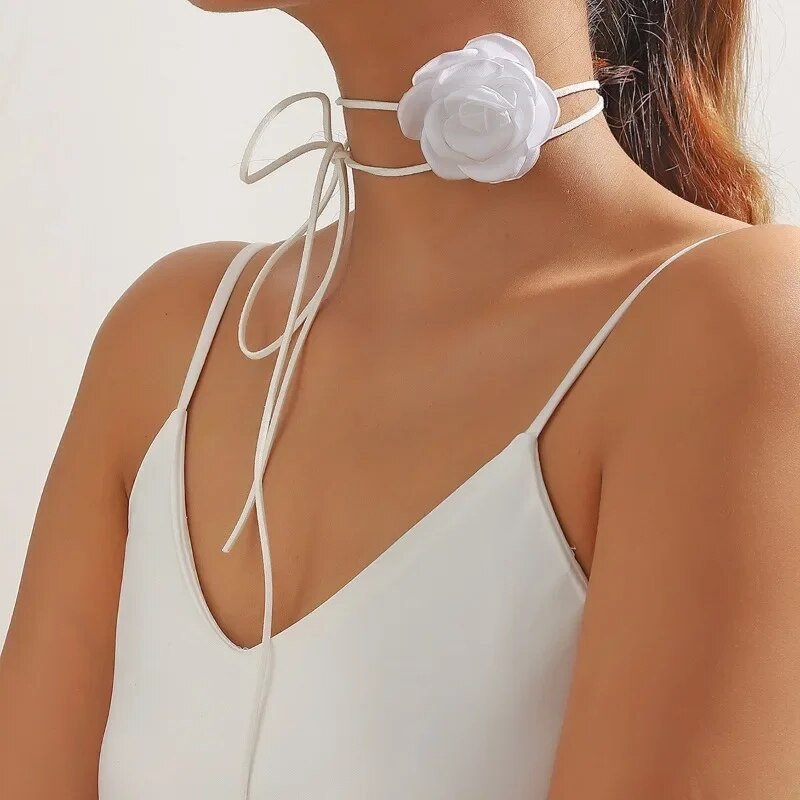 Κομψό γοτθικό τριαντάφυλλο λουλούδι με αλυσίδα κλείδας κολιέ για γυναίκες Ρυθμιζόμενο σέξι τσόκερ κοσμήματα Mariage Αξεσουάρ μόδας Y2K