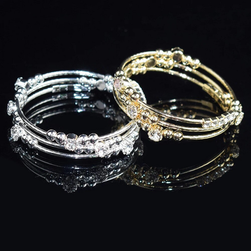 Zelta Sudraba Krāsa Bohēmijas Rhinestones Rokassprādzes Metāla kristāla aproču rokassprādzes Rokassprādzes Sievietēm Modes rotaslietas dzimšanas dienas dāvanas