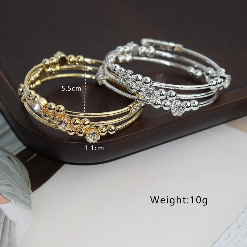 Zelta Sudraba Krāsa Bohēmijas Rhinestones Rokassprādzes Metāla kristāla aproču rokassprādzes Rokassprādzes Sievietēm Modes rotaslietas dzimšanas dienas dāvanas