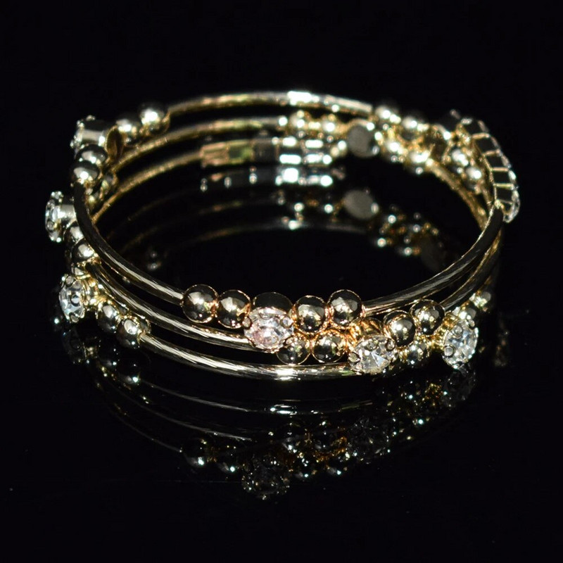 Zelta Sudraba Krāsa Bohēmijas Rhinestones Rokassprādzes Metāla kristāla aproču rokassprādzes Rokassprādzes Sievietēm Modes rotaslietas dzimšanas dienas dāvanas