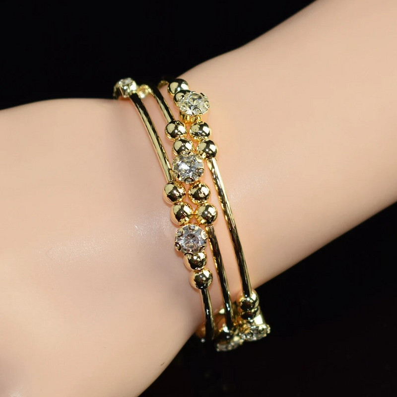 Zelta Sudraba Krāsa Bohēmijas Rhinestones Rokassprādzes Metāla kristāla aproču rokassprādzes Rokassprādzes Sievietēm Modes rotaslietas dzimšanas dienas dāvanas