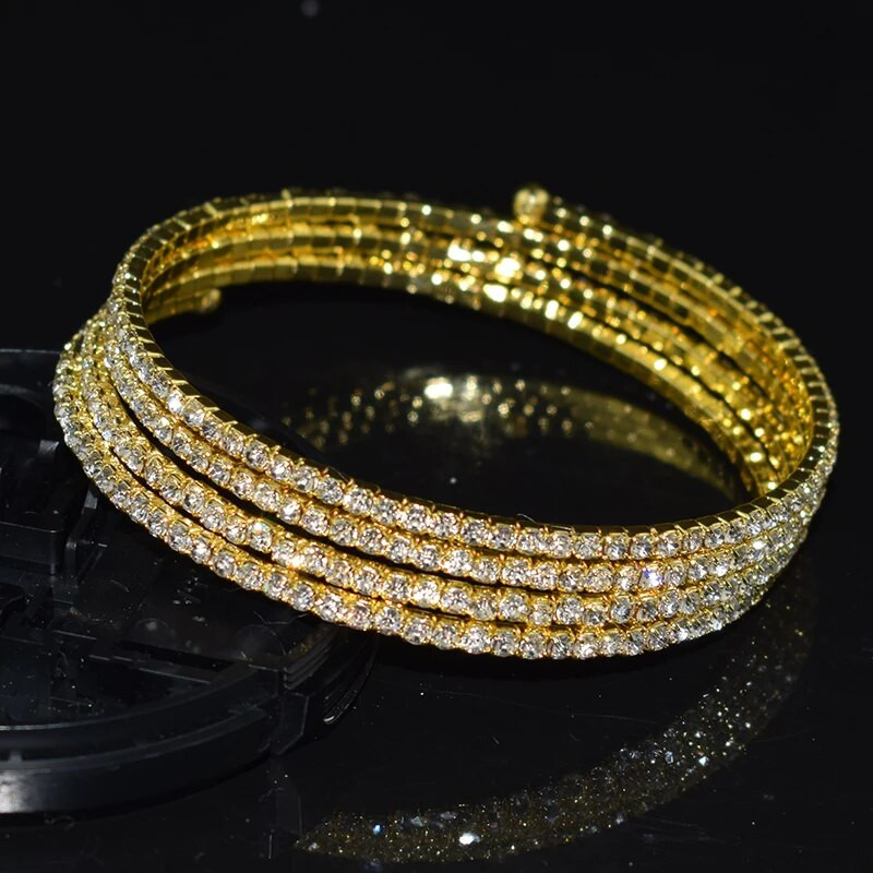 Luxus női ezüstözött kristály strassz karkötők karkötők nőknek Állítható esküvői pulzerek ékszerek ajándékok nagykereskedés